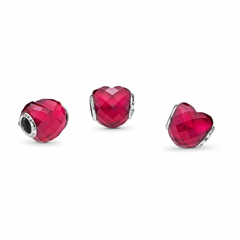 Pandora Fuchsia Pink Heart Charm Ireland - Sterling Silver/Pink/Crystal - 489670JTC